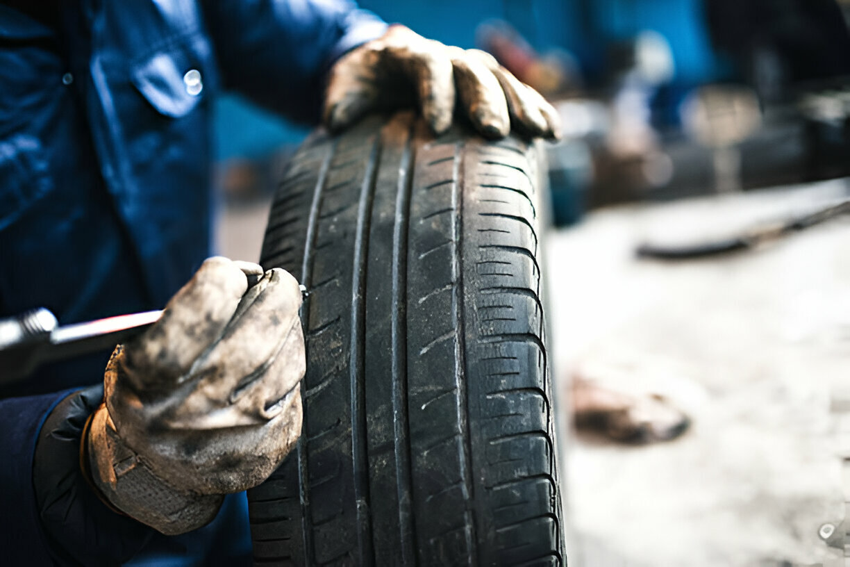 Car tire repairmen with caliber